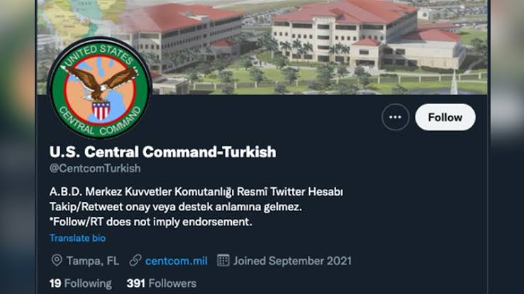ABD Merkez Kuvvetler Komutanlığı, Türkçe Twitter hesabı açtı