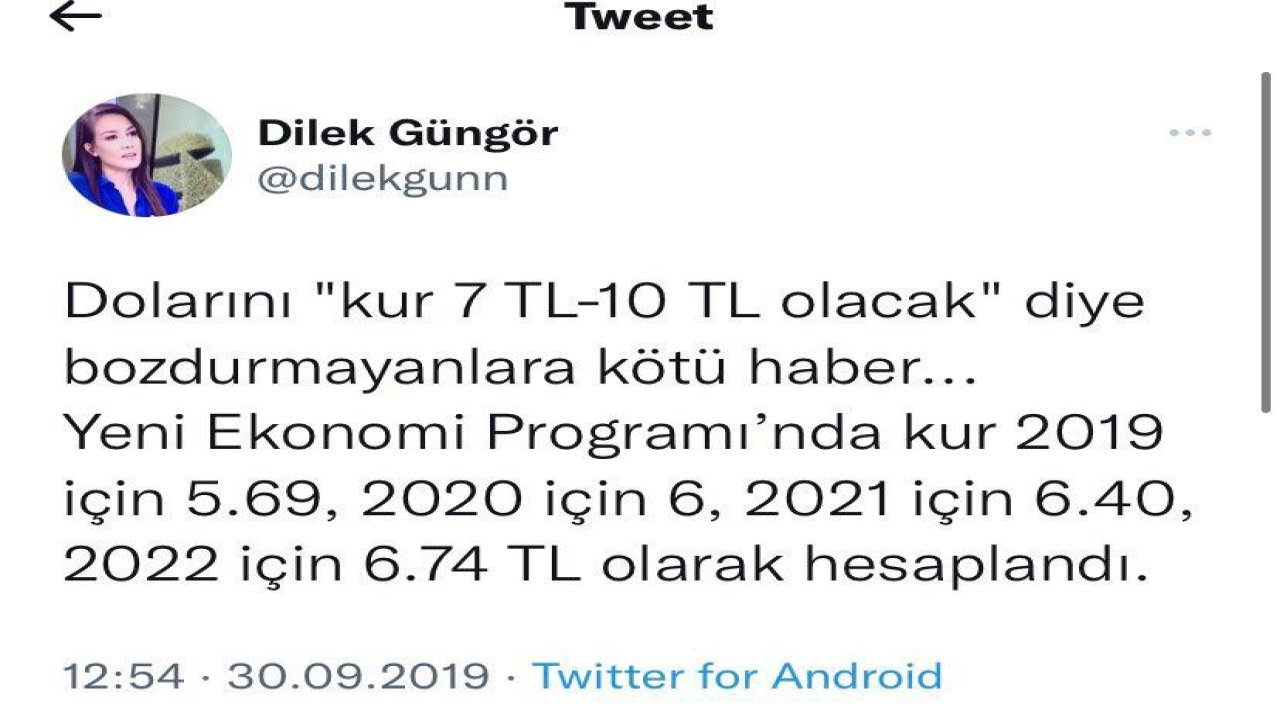 Sabah yazarı Dilek Güngör'ün iki yıl önceki dolar paylaşımı tekrar gündemde