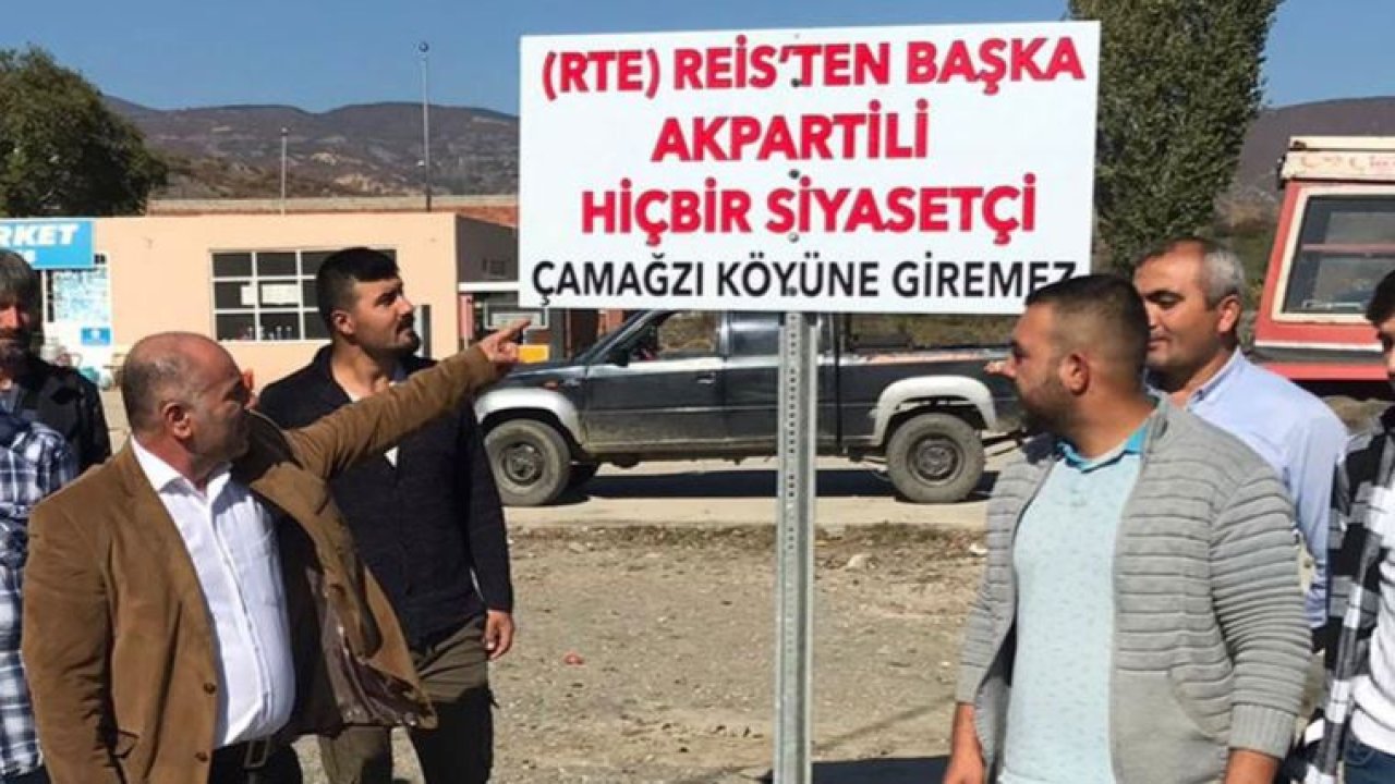 Köye ‘AK Partili giremez’ tabelası