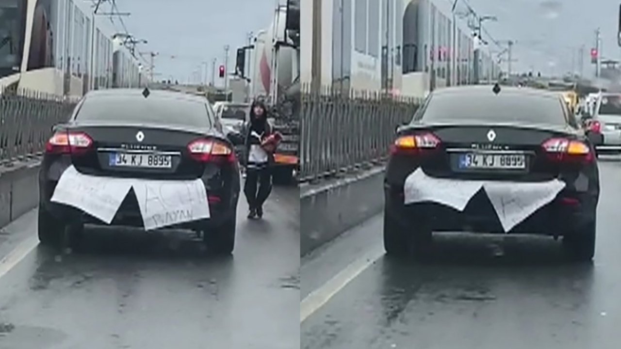 Arabasına 'çok acemiyim' pankartı asmıştı / Kaza yaptı