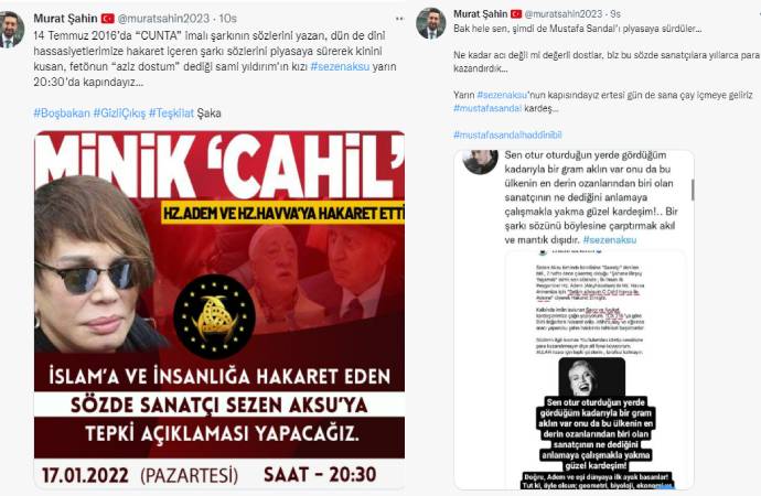 Milli Beka Hareketi’nden Sezen Aksu ve Mustafa Sandal’a tehdit: Akşam kapısındayız!