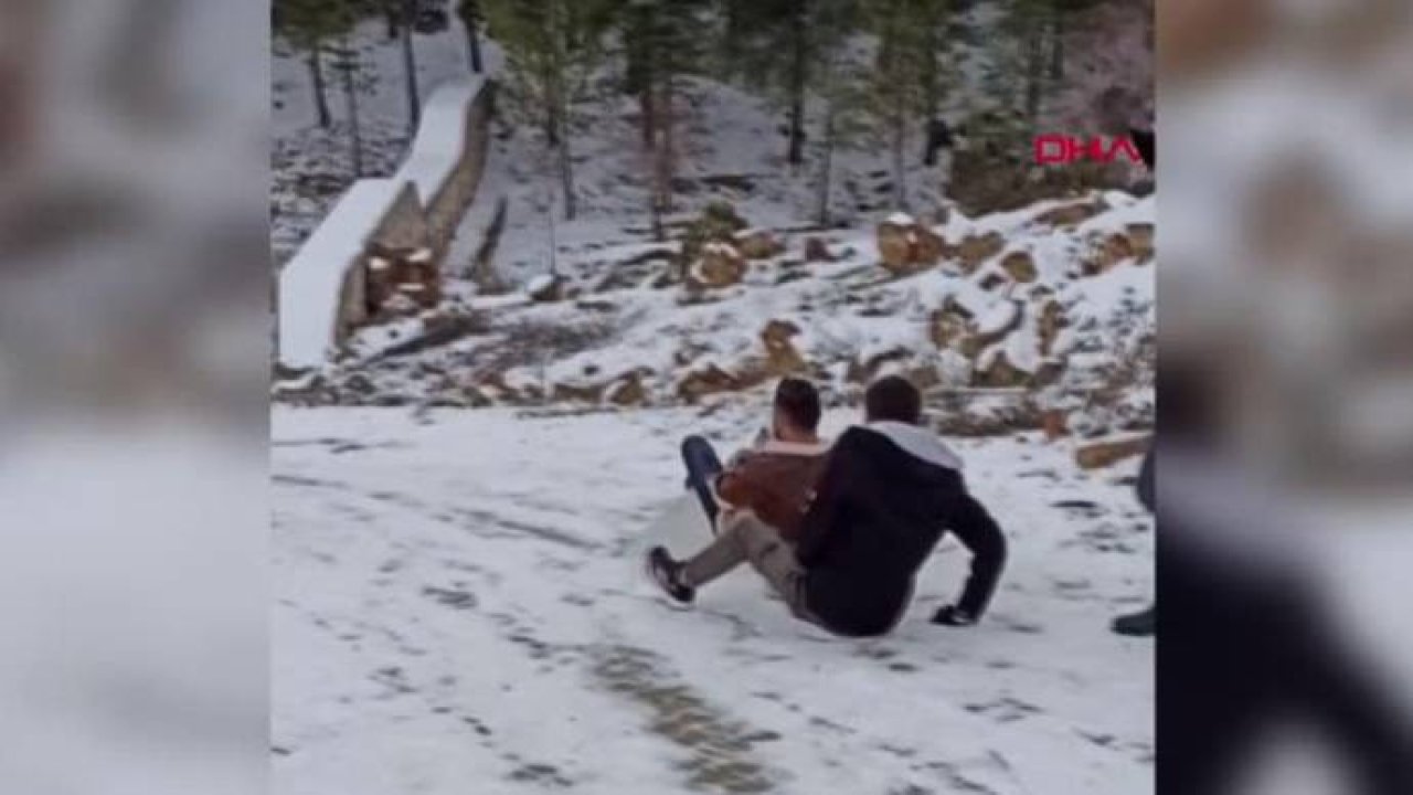 Karda naylonla kayarken su kanalına düştü