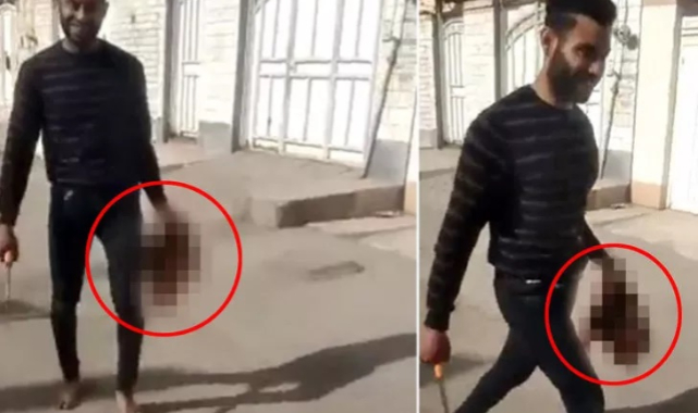 İran'da kan donduran görüntüler... Eşinin kafasını kesip poz verdi