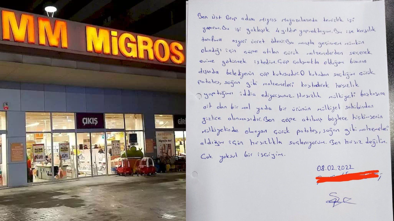 Migros, çöpteki çürük sebzeleri alan işçiyi 