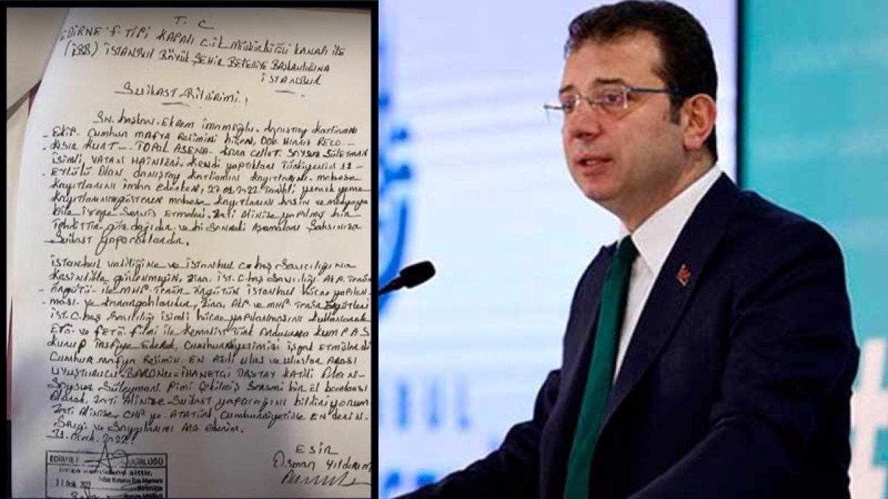 Barış Terkoğlu yazdı: İmamoğlu’na suikast mektubu