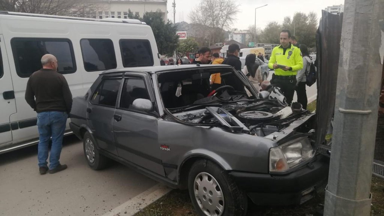 Yayaya çarpmamak için kaza yaptı
