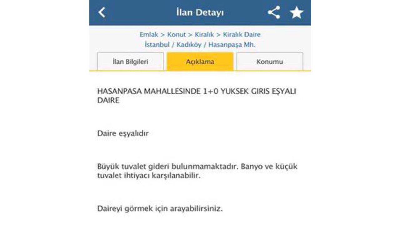 Stüdyo daireye 1900 TL istedi: Büyük tuvalet yasak!