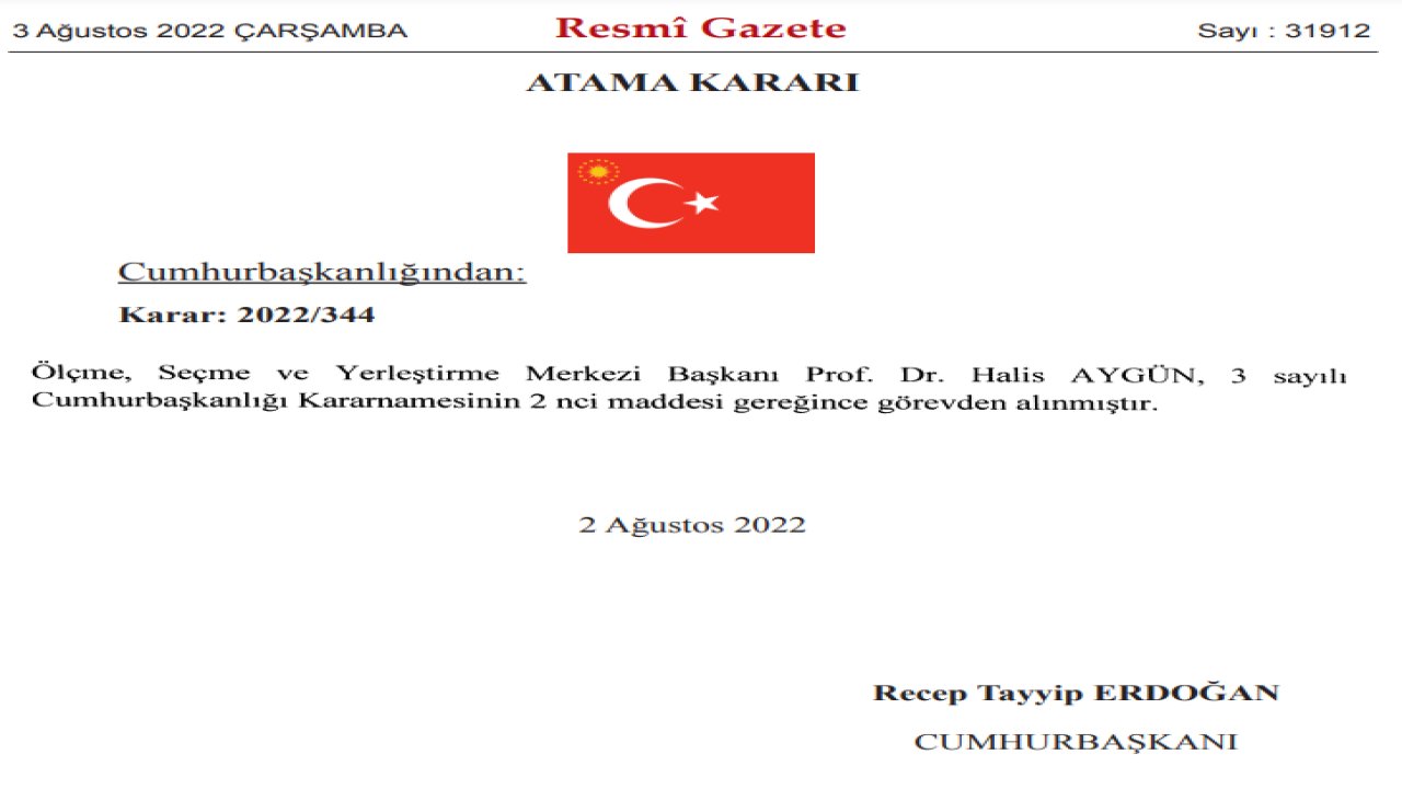 ÖSYM Başkanı görevden alındı