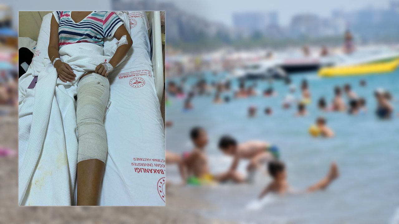 Yüzerken bacağına yorgun mermi isabet etti