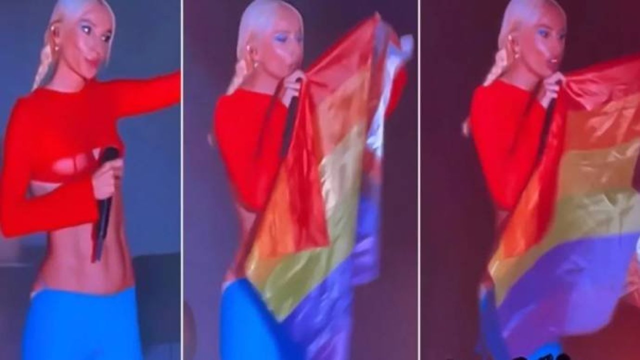 Gülşen konserinde LGBTIQ+ bayrağı açtı
