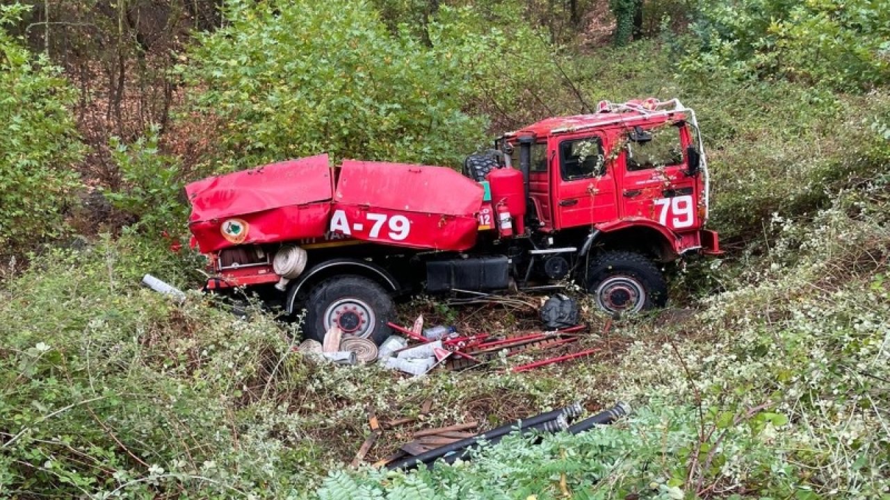 Orman yangını ihbarına giden arazöz kaza yaptı: 4 itfaiyeci yaralandı