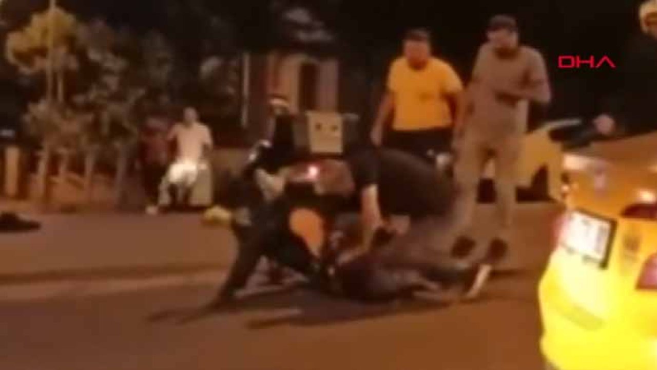 Ataşehir'de saldırganlar moto kuryeyi darbederek üzerine araç sürdü