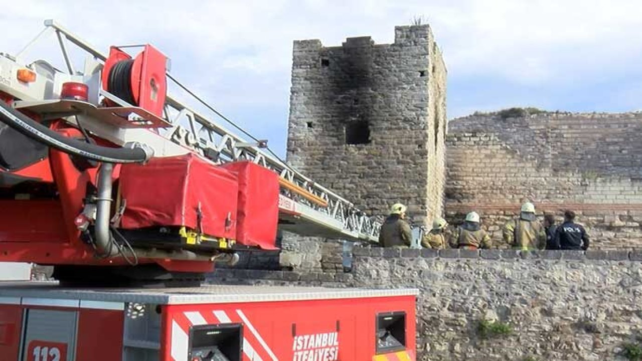 Topkapı surlarındaki yangın hasara neden oldu