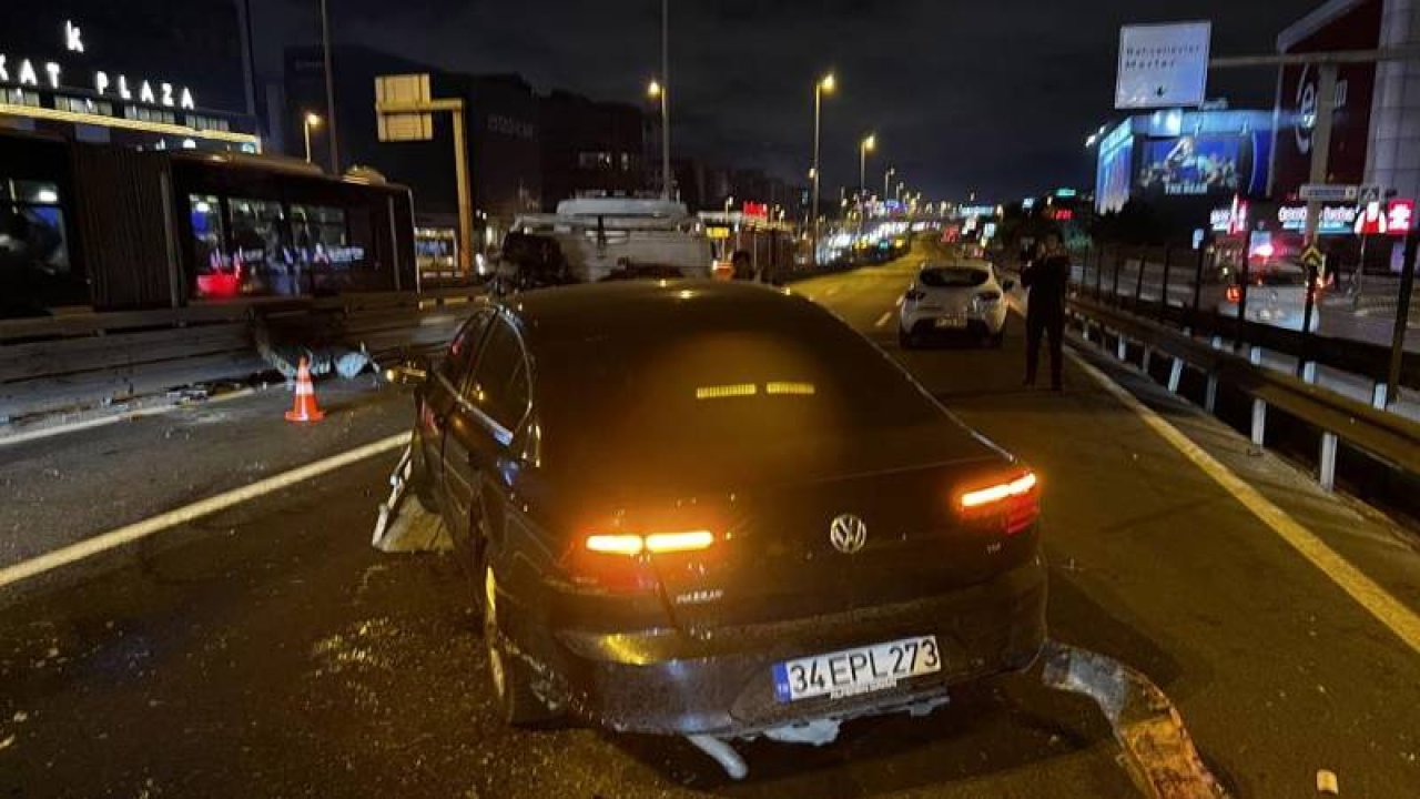 Makas atarken kaza yapan aracın motoru yola düştü