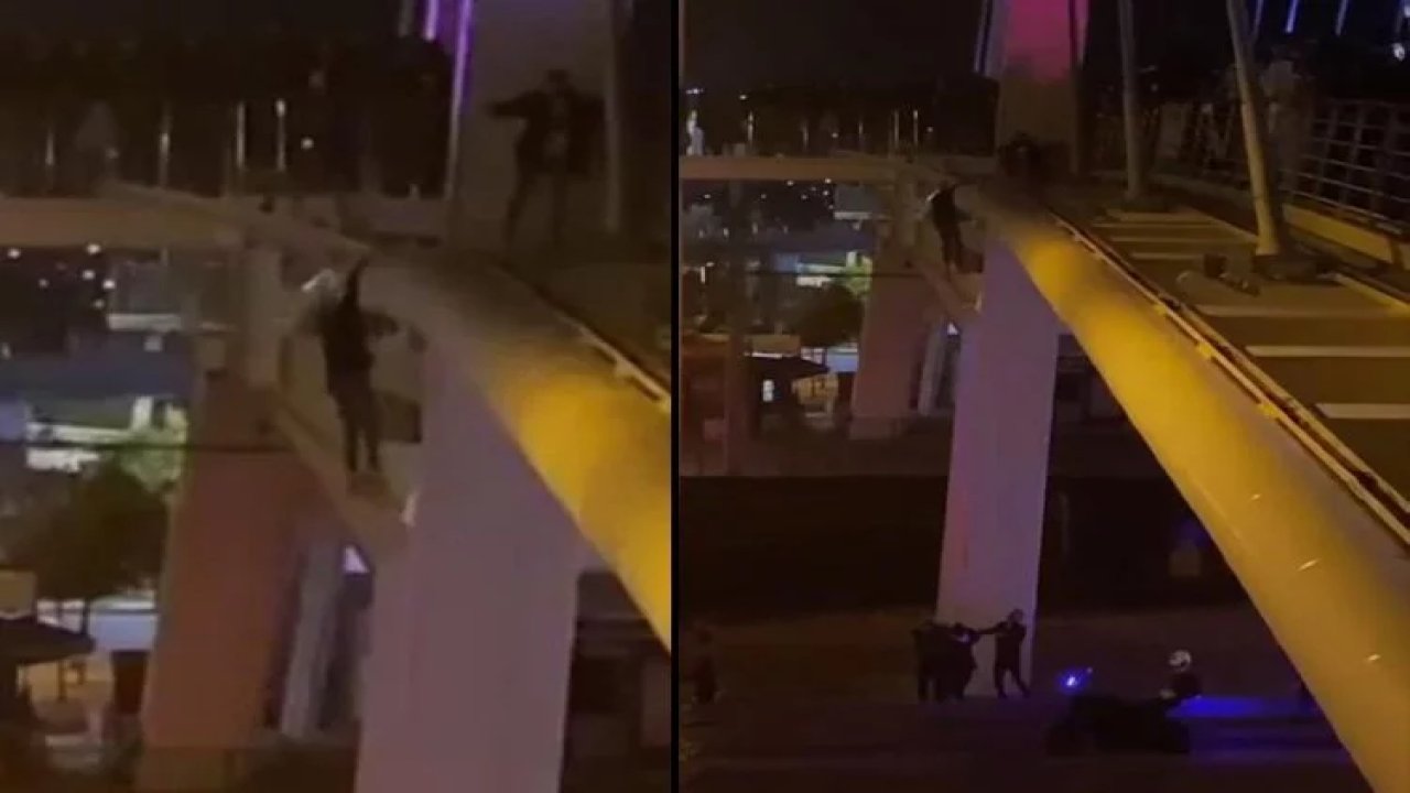 Köprüden atlayan kızı polisler havada yakaladı