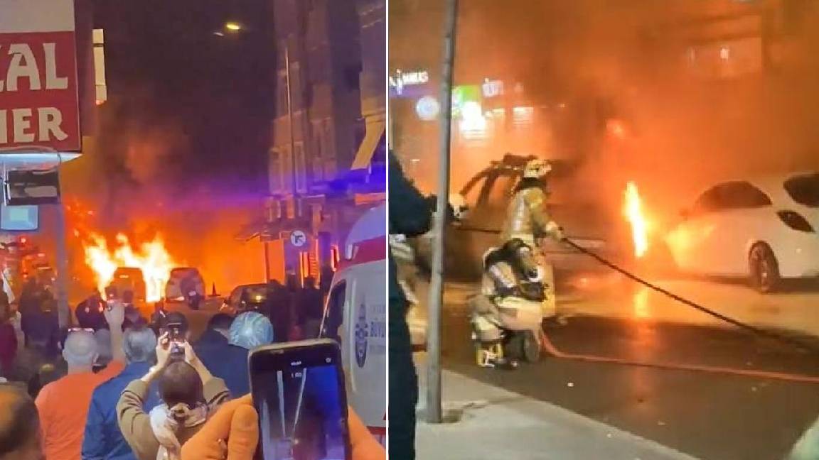 Fatih'te park halindeki araçta patlama oldu: Yangın diğer araçlara da sıçradı