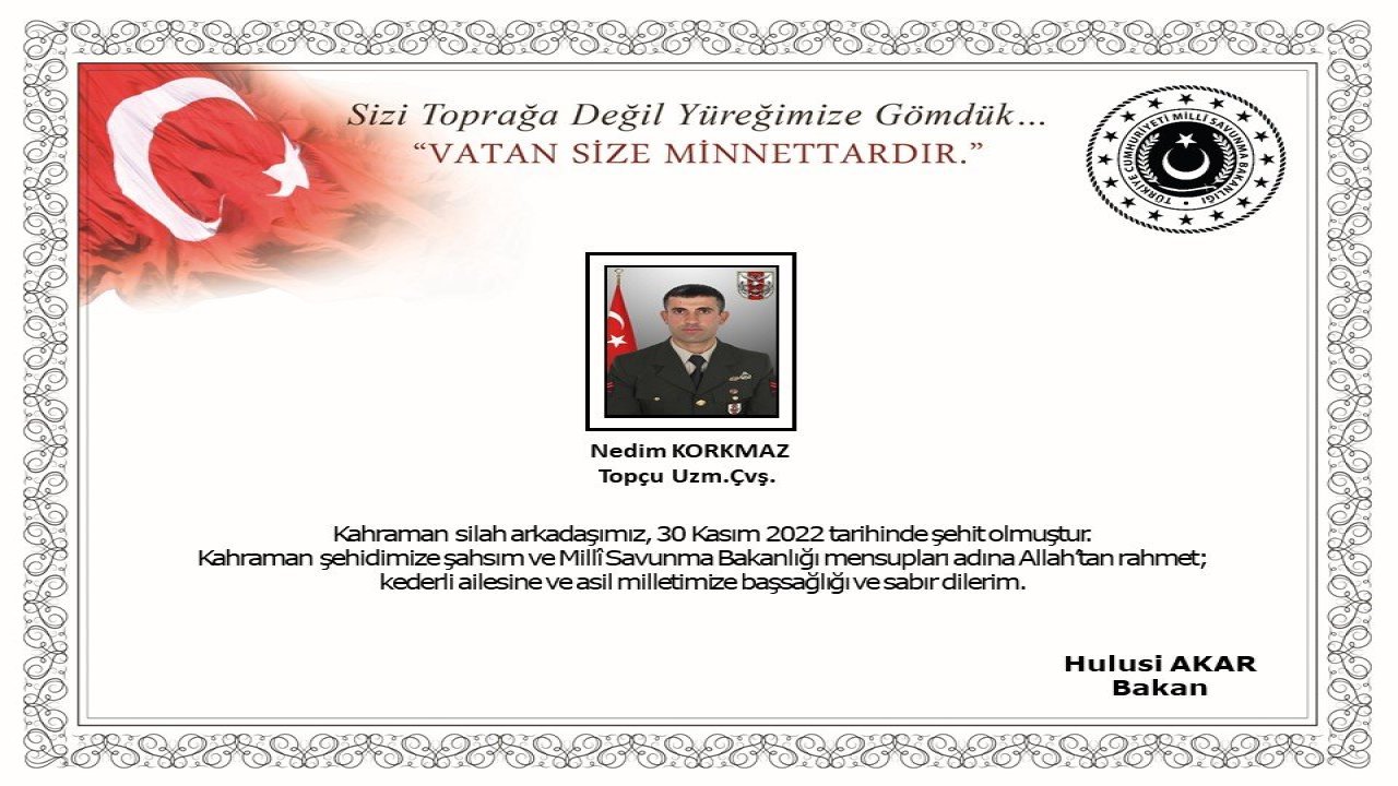 MSB: Pençe-Kilit Harekatı bölgesinde yaralanan asker şehit oldu
