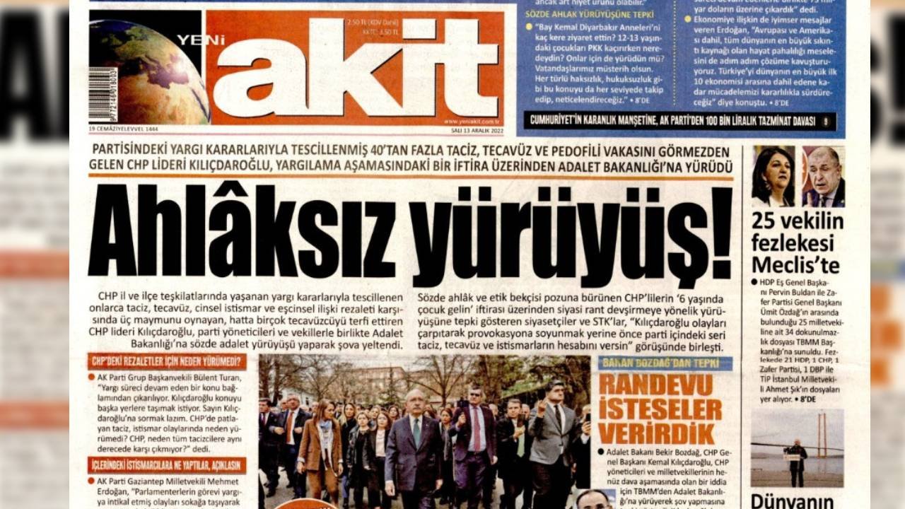 Akit, Kemal Kılıçdaroğlu'nun Adalet Bakanlığı'na yürüyüşünü 