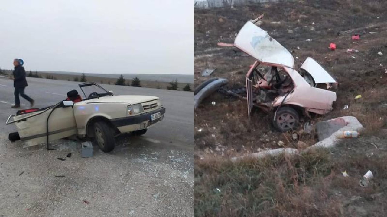 Cipin çarptığı otomobil ikiye ayrıldı