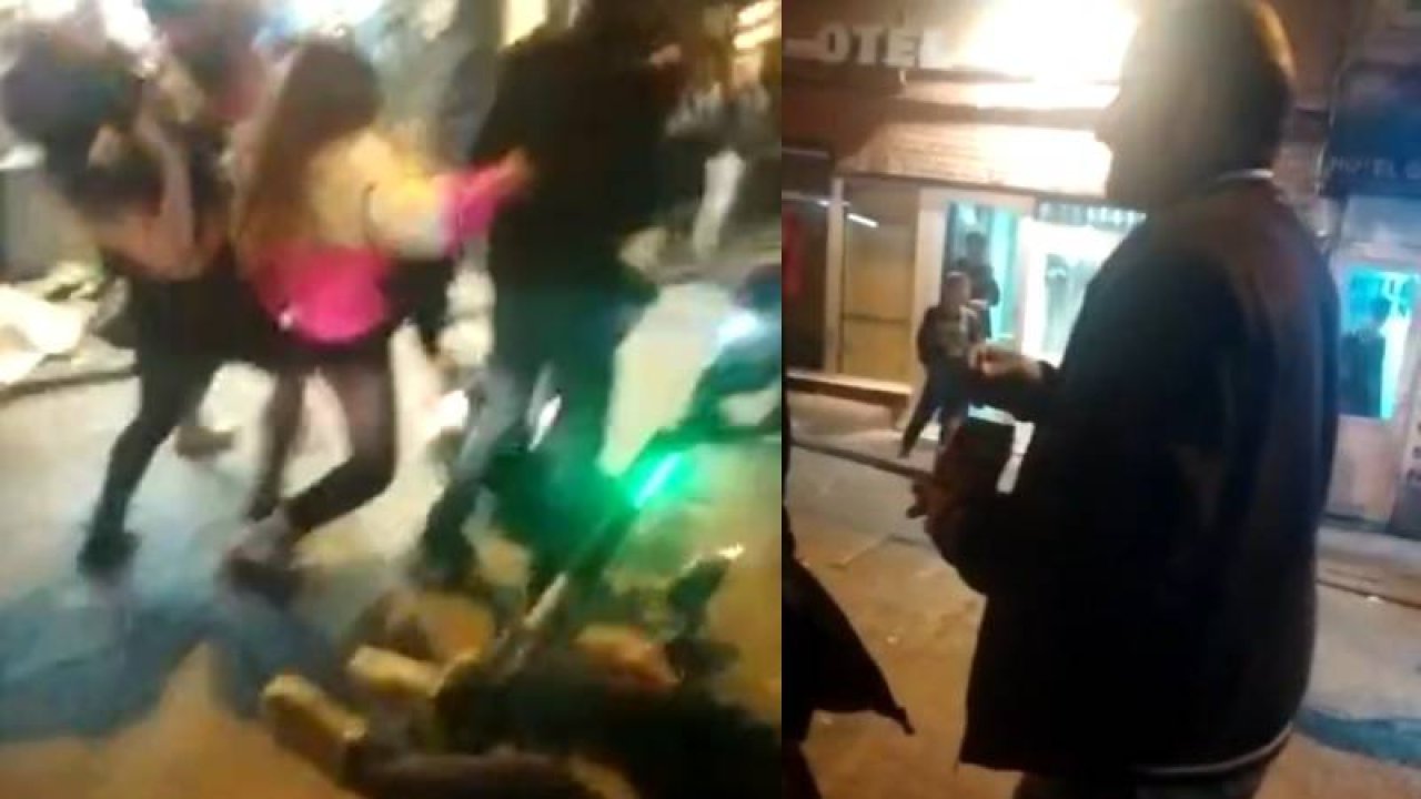Sokak ortasındaki kavgayı çekirdek yiyerek izledi