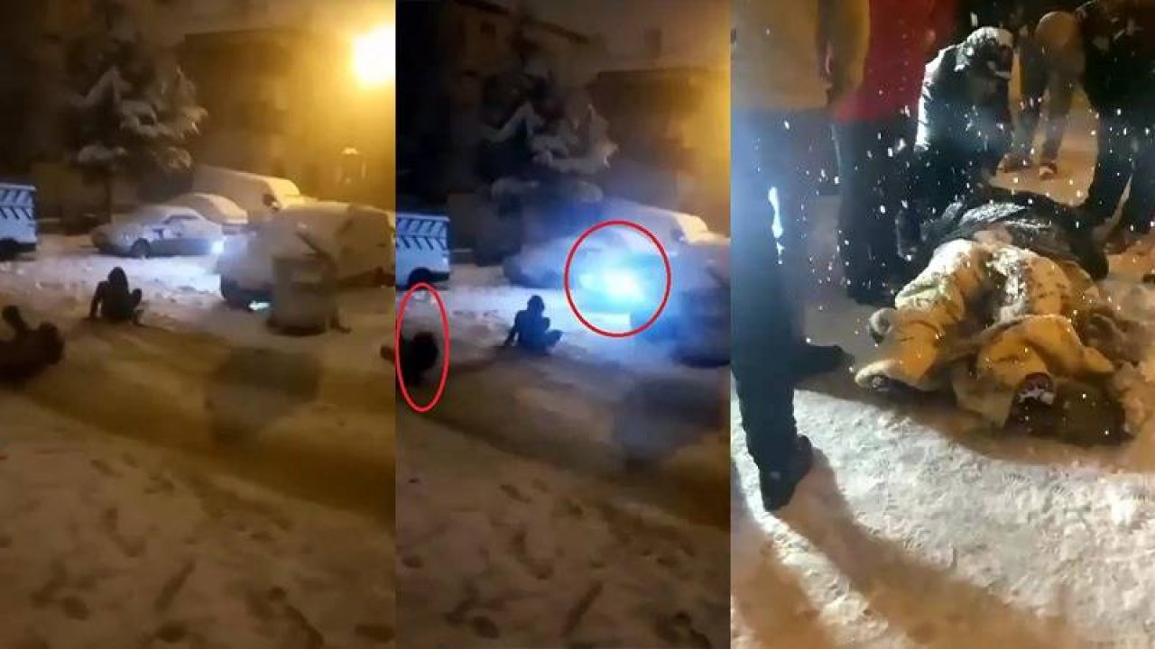 Karda poşetle kayan 2 kadına otomobil çarptı