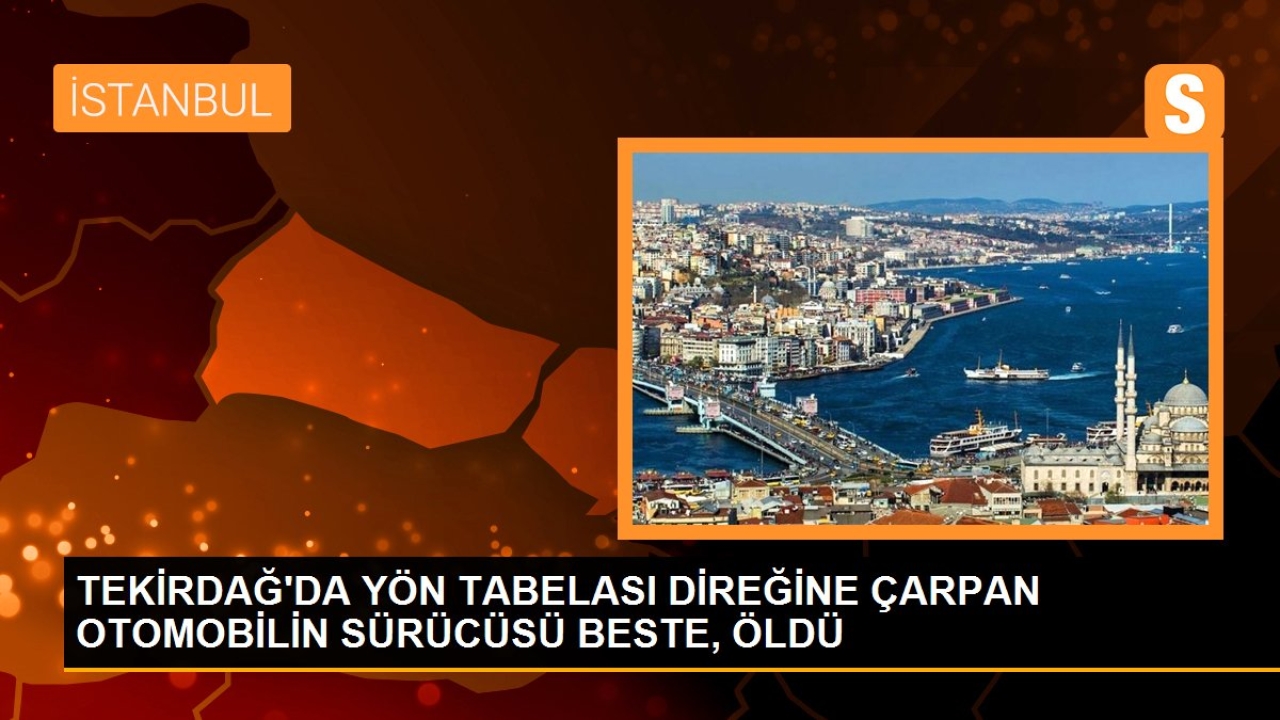 Tekirdağ'da yön tabelası direğine çarpan otomobilin sürücüsü beste, öldü