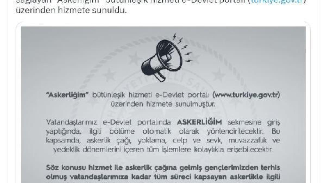 Askerlik işlemleri e-Devlet'te