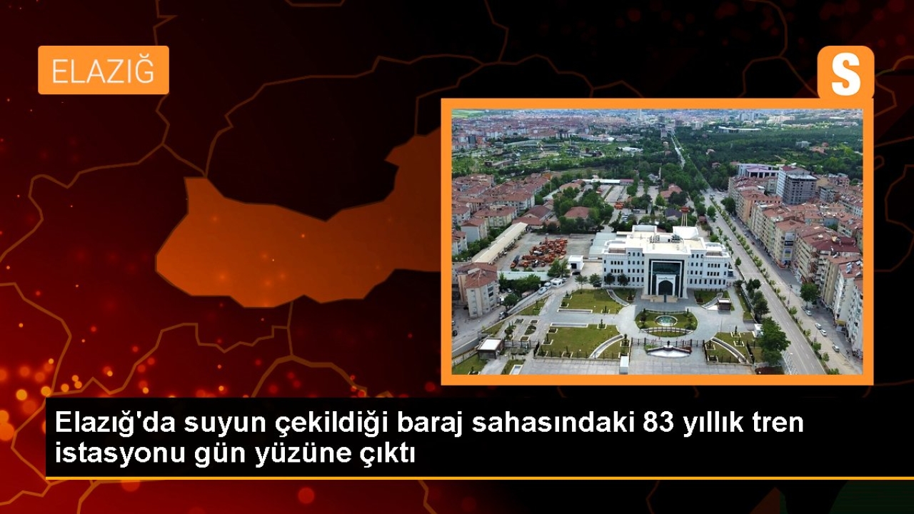 Elazığ'da suyun çekildiği baraj sahasındaki 83 yıllık tren istasyonu gün yüzüne çıktı