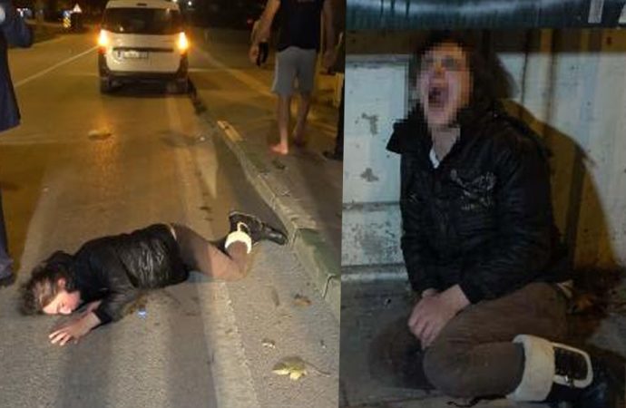 Darp ettiği kadını seyir halindeki otomobilden attı!