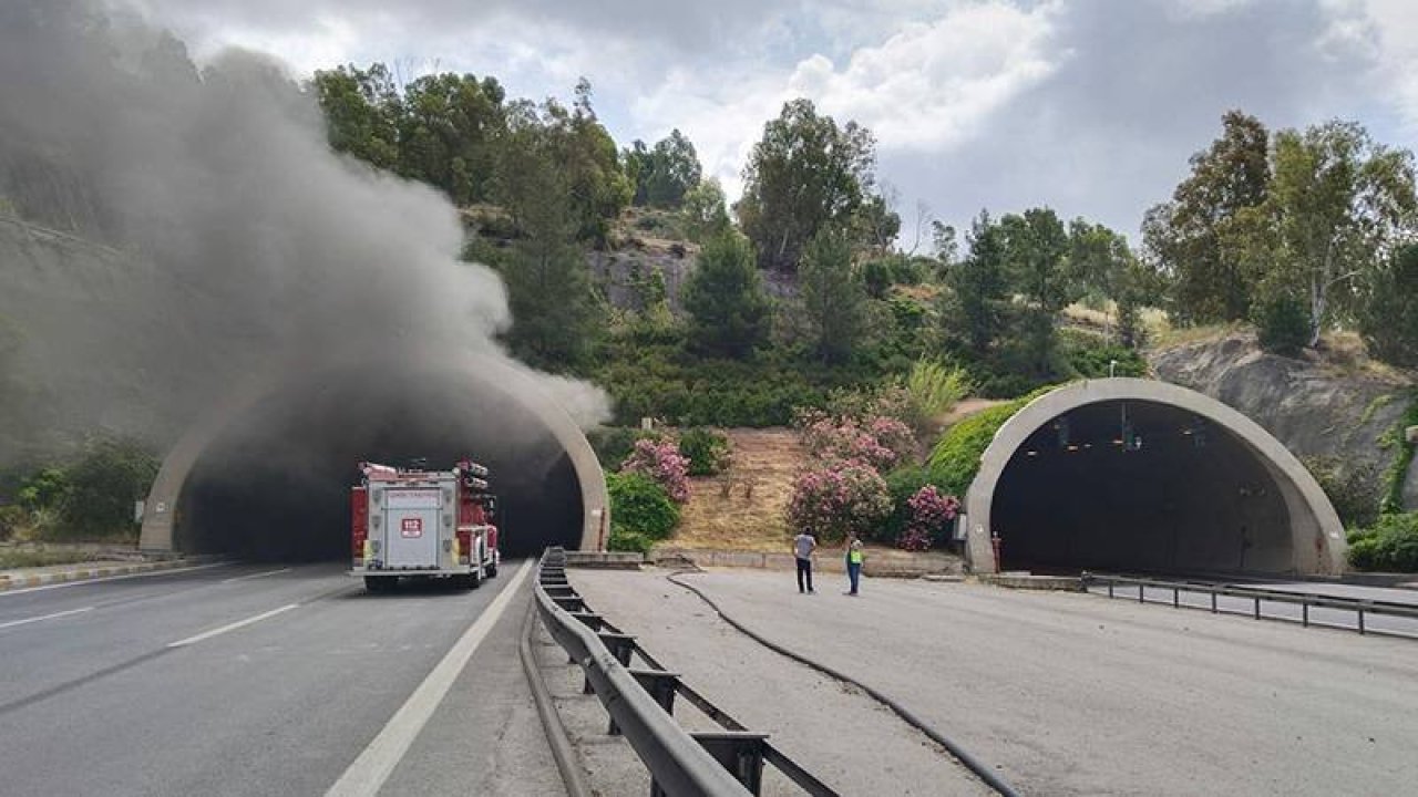 İzmir'deki Bayraklı Tüneli'nde TIR'da yangın