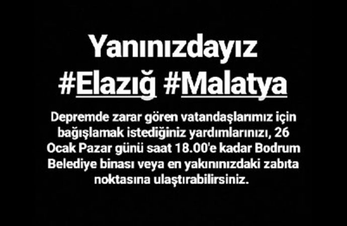 Bodrum Belediyesi Elazığ’a yardım için harekete geçti