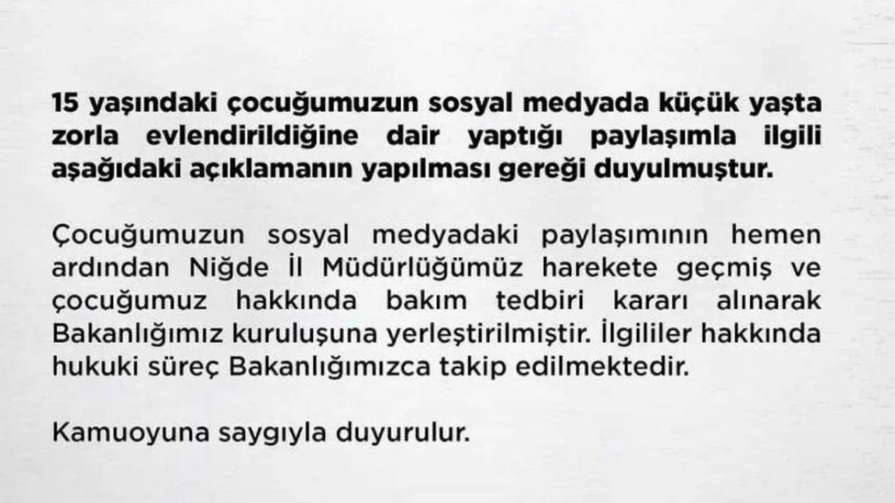 Niğde'de Zorla Evlendirilen Kız Çocuğu Koruma Altına Alındı