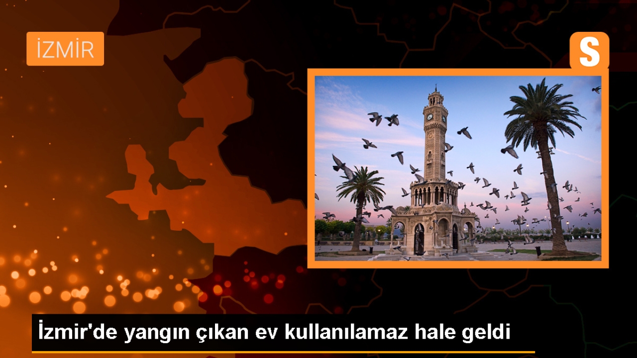 İzmir'in Kemalpaşa ilçesinde yangın çıkan evde hasar oluştu