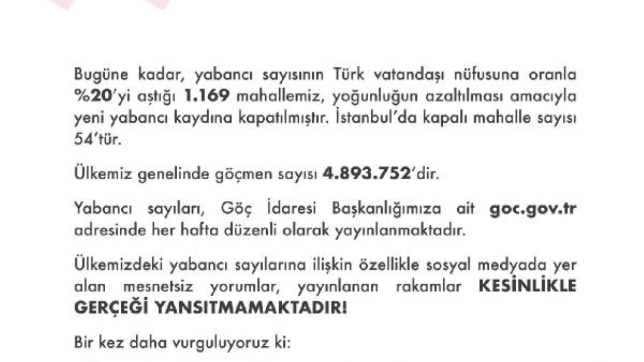 Türkiye'deki Göçmen Sayısı 4 Milyon 893 Bin 752