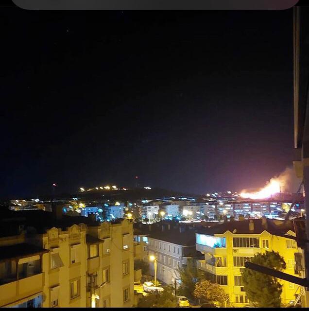 Ayvalık Cennet Tepesi'nde yangın