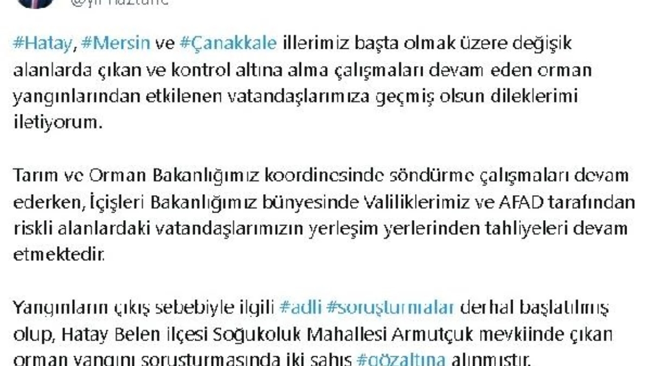 Orman Yangınlarına İlişkin Soruşturma Başlatıldı; 2 Gözaltı