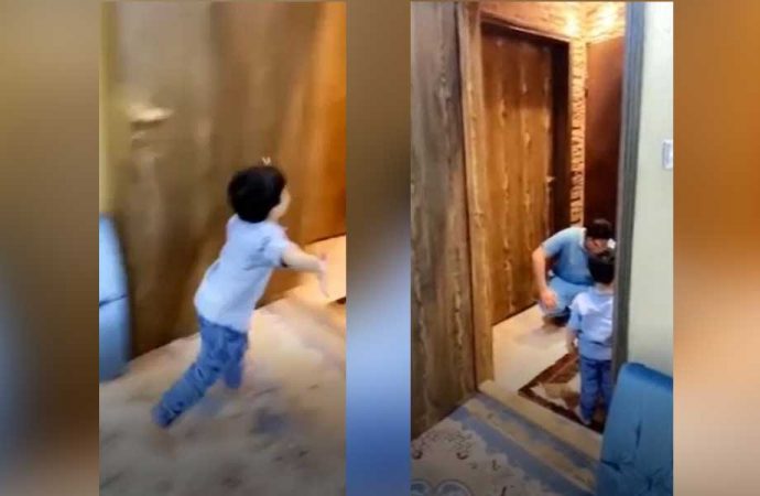 Kendisine koşan oğluna sarılamayan doktor, gözyaşlarını tutamadı