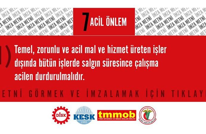 Halkın sağlığını, işini ve aşını korumak için 7 Acil önlem çağrısı