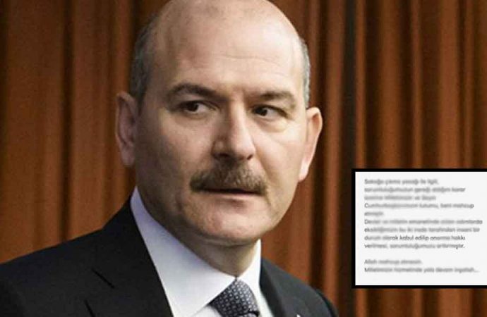 İstifası kabul edilmeyen Süleyman Soylu’dan ilk açıklama: ‘Mahcup etti’