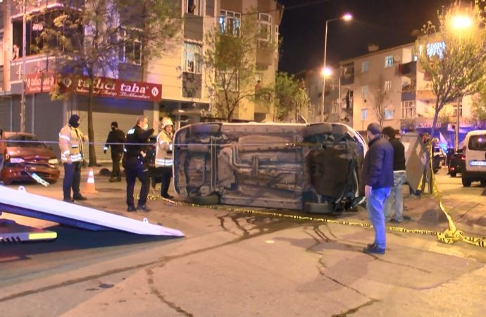 Polis aracı takla attı: 2 polis yaralı