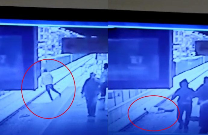 Mucize kurtuluş! Metro raylarına düşen genç böyle kurtuldu…