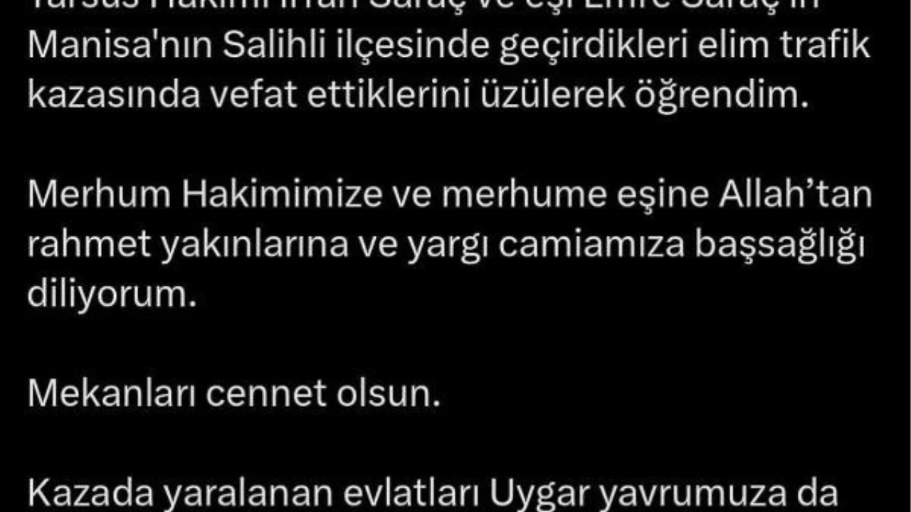 Hakim İrfan Saraç ve eşi trafik kazasında hayatını kaybetti