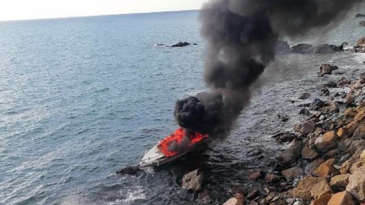 Samandağ'da alev alan teknedeki beş kişi son anda kurtarıldı, birinci derece yanık oluştu