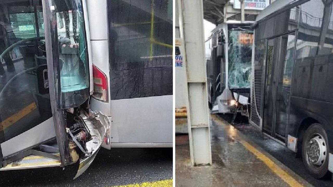 Küçükçekmece'de iki metrobüs çarpıştı