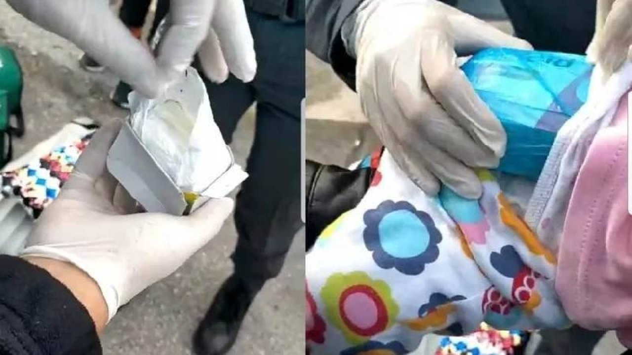 Bebeğin üzerinde uyuşturucu gizleyen 4 kişi tutuklandı