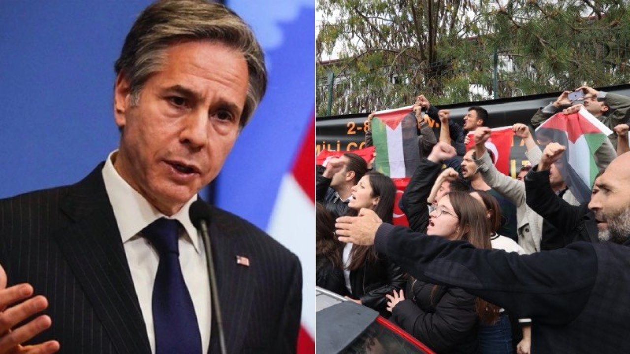 Türkiye Gençlik Birliği'nden Türkiye ziyaretinde olan Blinken'a protesto