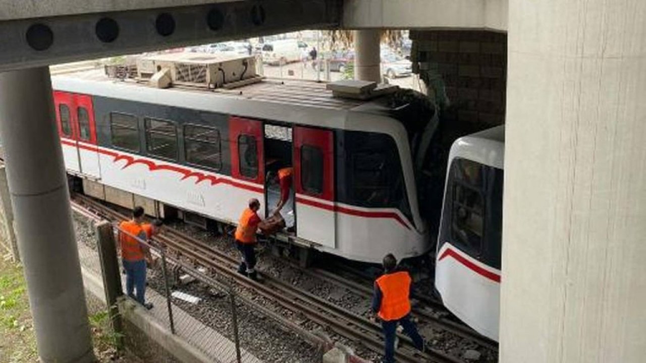 İzmir'de metro raydan çıktı, duvara çarptı