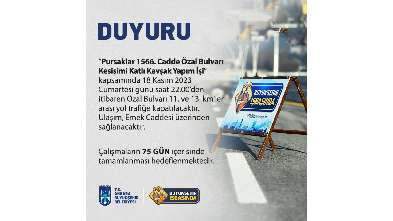 Ankara Büyükşehir Belediyesi’nden katlı kavşak inşaatı