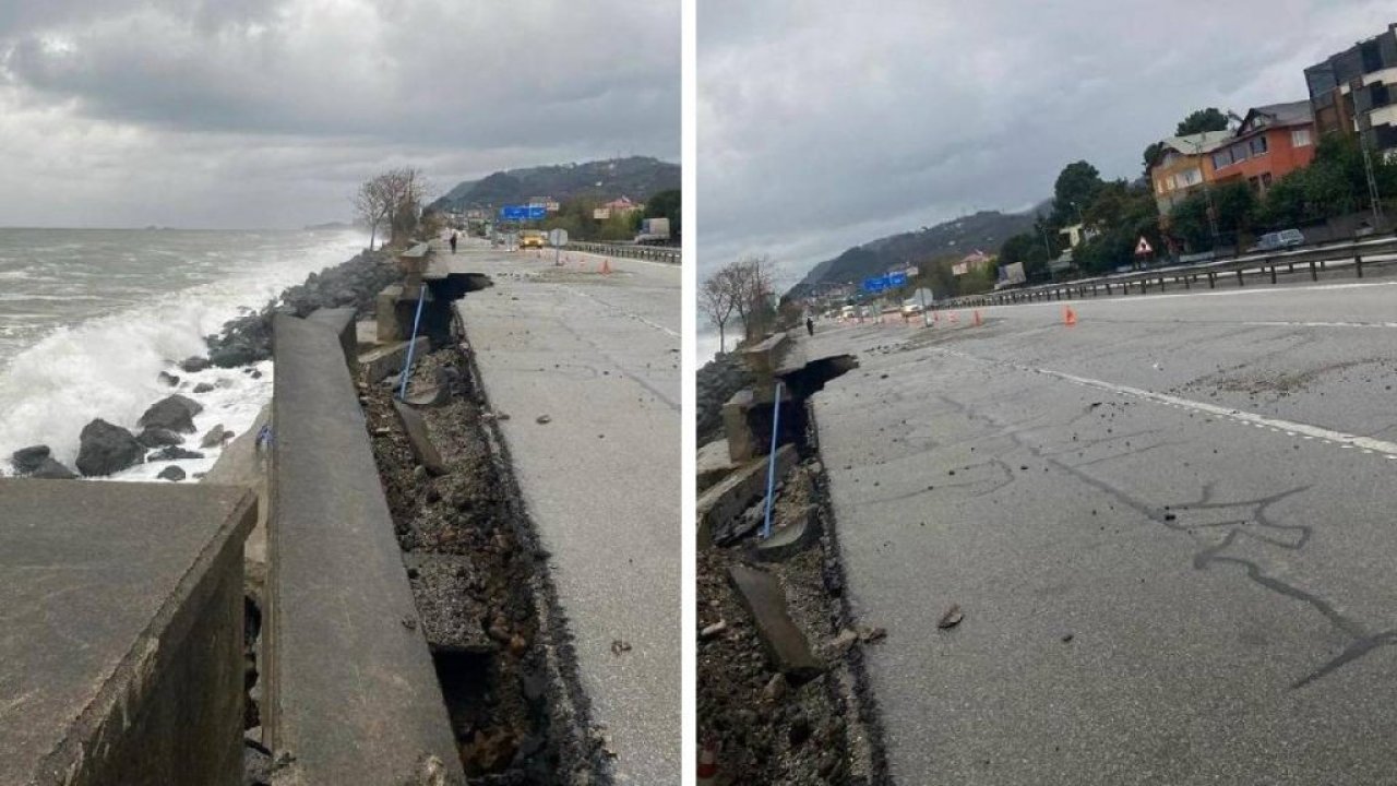 Karadeniz Sahil Yolu'nda çökme meydana geldi