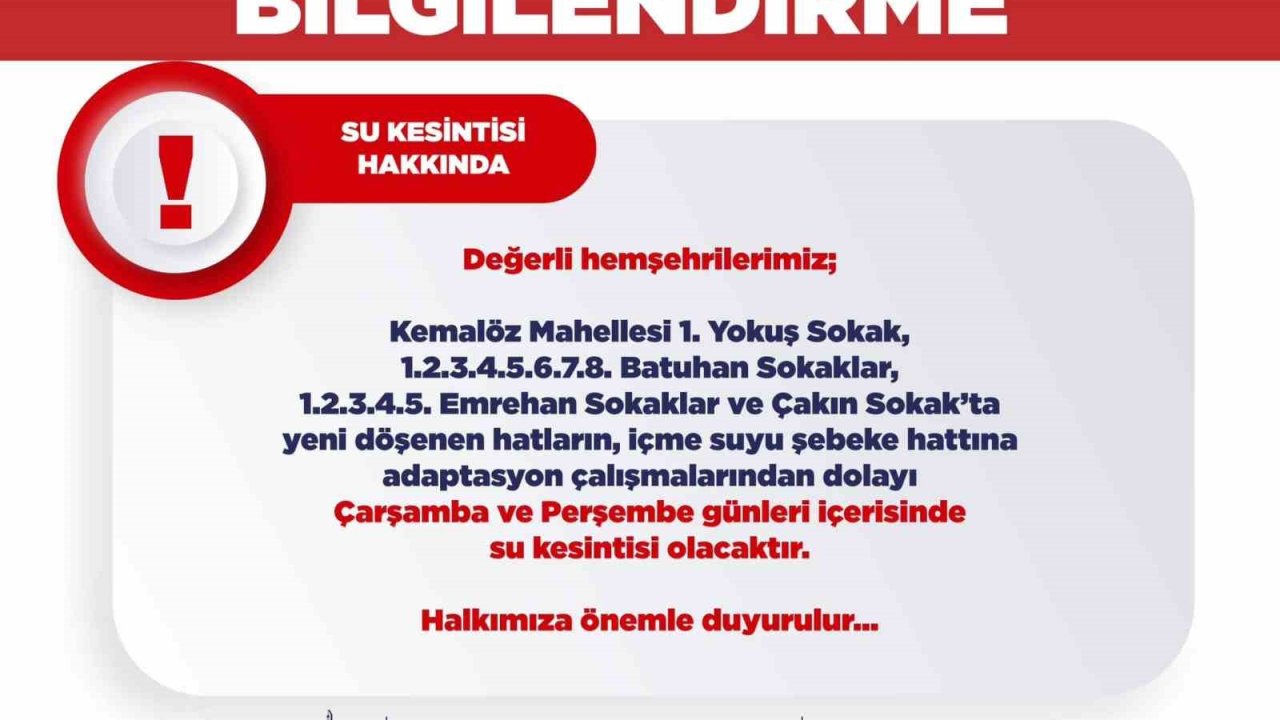 Uşak Belediyesi’nden su kesinti uyarısı